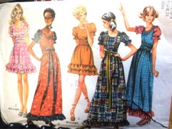 9403 Simplicity  71 SS COUNTRY RUFFLE MIDRIFF DRESS MINI- MAXI PATTERN 10 or 12 choice